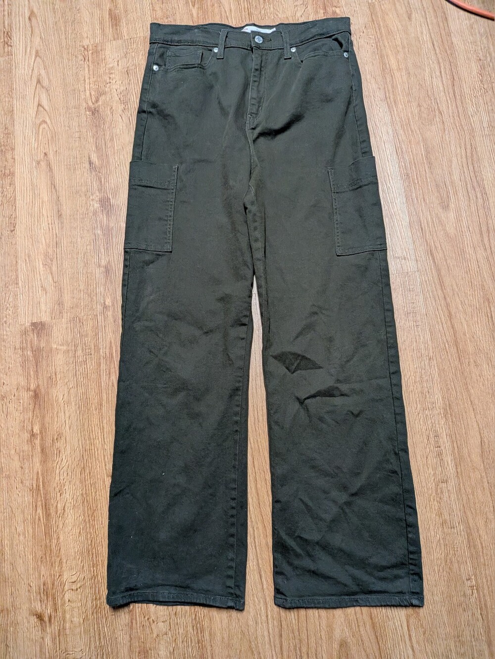 Levi Strauss Signature High Rise Loose Straight Olive Cargo Pants 12